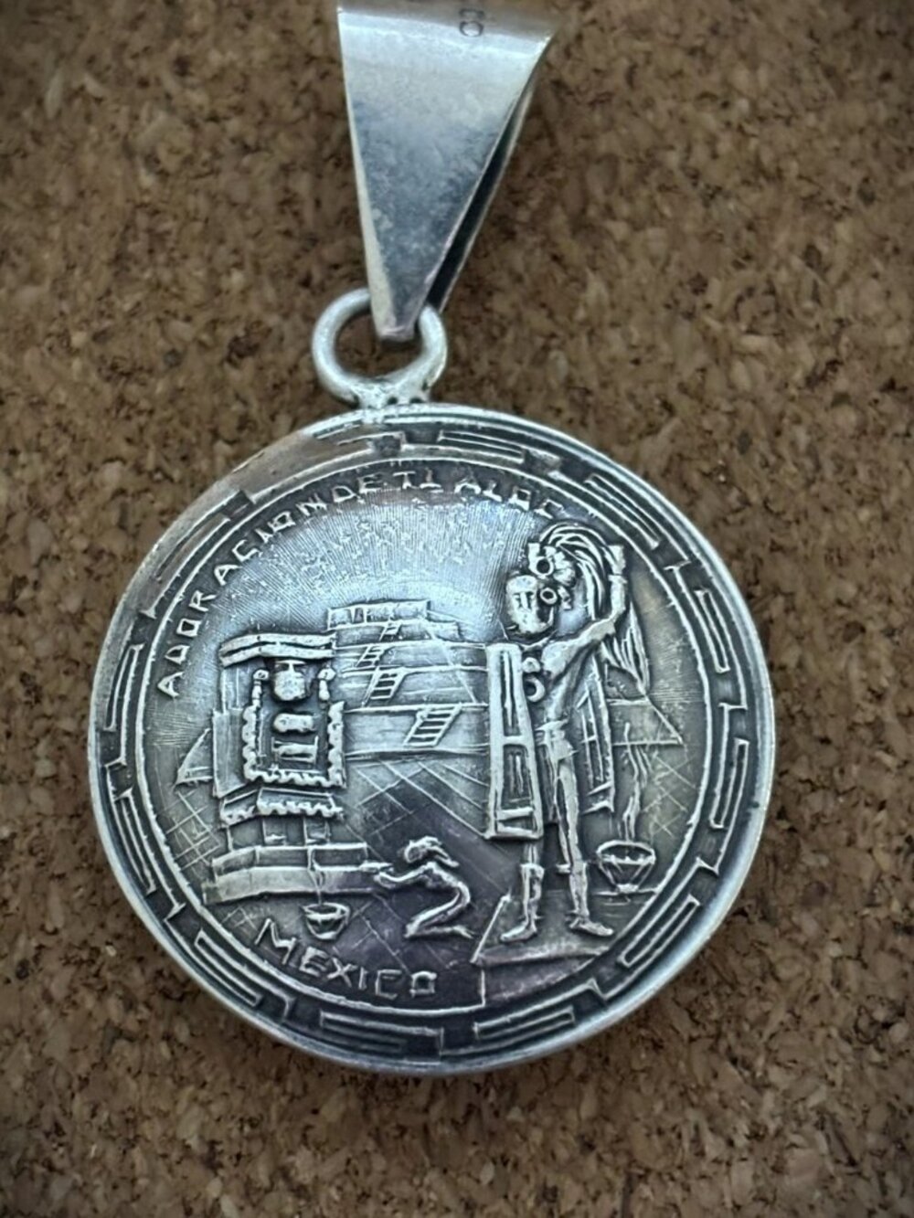 Solid Sterling Silver Aztec Calendar Pendant – Mayan Necklace Amulet.
